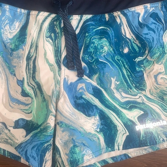 Patagonia Nine Trails Marbled Blue 4” Running Shorts Size Small - Picture 2 of 5